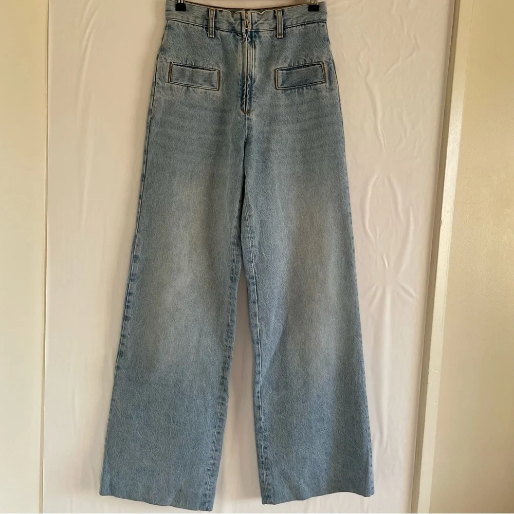 Sandro Wide Leg Jeans Size 34FR XS US - Picture 2 of 11